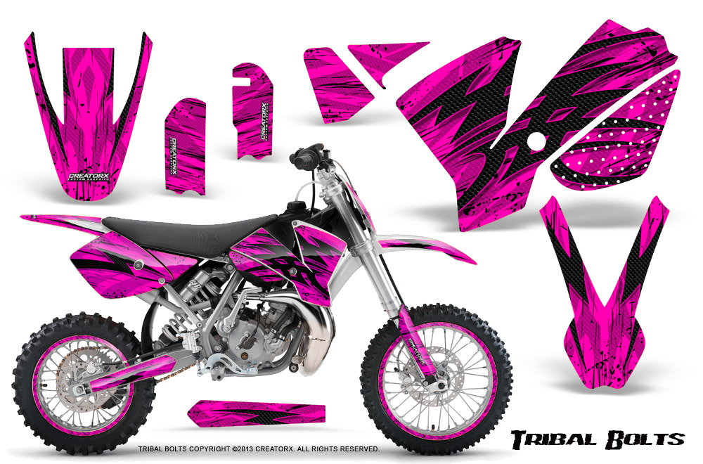 KTM SX65 02-08 Graphics Kit Tribal Bolts Pink NP Rims